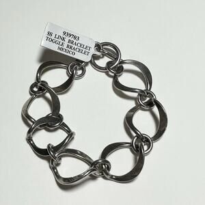 New Large Oval Link 925 Sterling Silver Toggle Clasp Bracelet Mexico